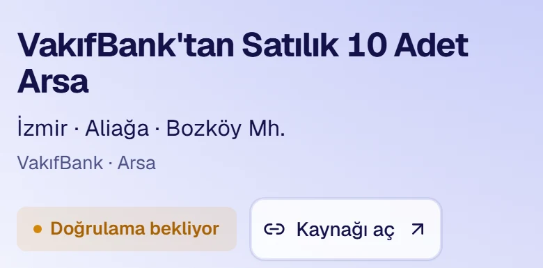 The Aliağa record’s detail page header with the “Kaynağı aç” button